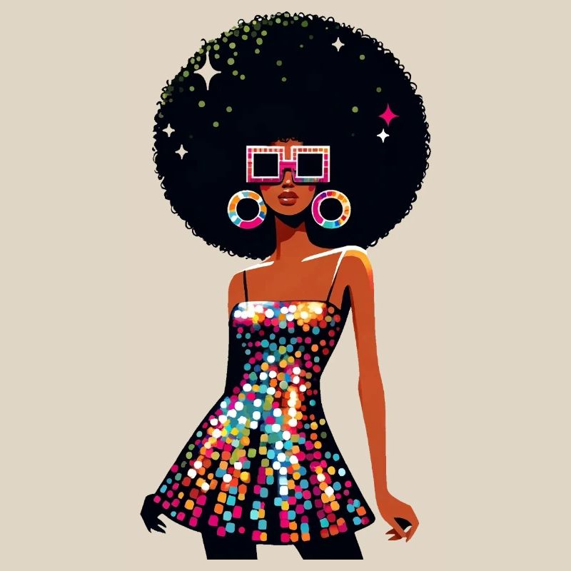 Disco Afro Glam Sequins Design