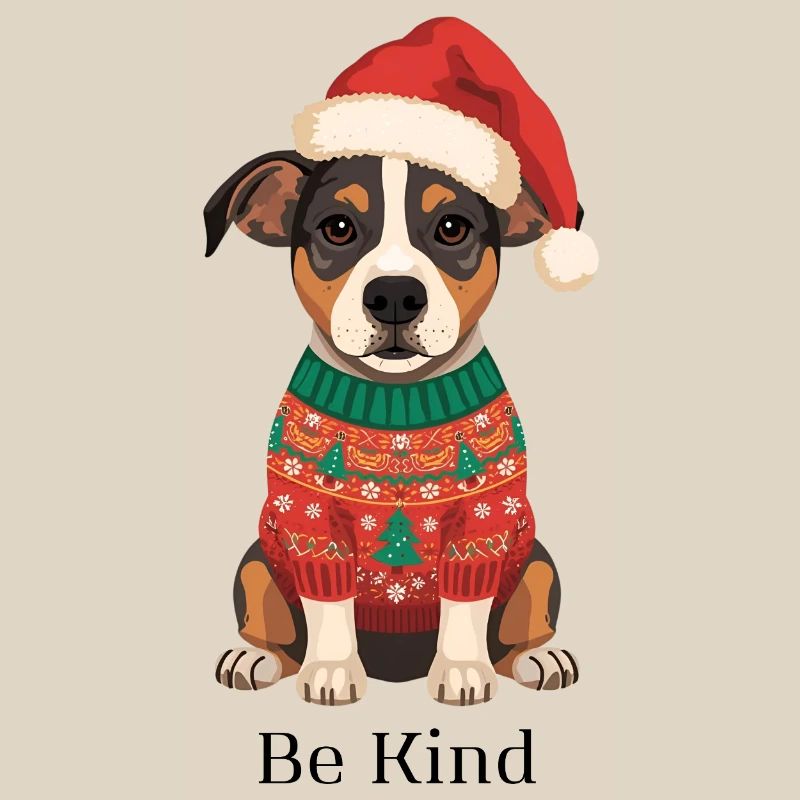 Be Kind – Chien en pull de Noël