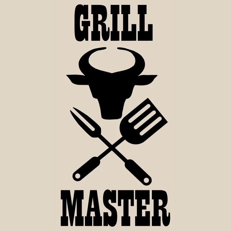 BBQ cutlery bull and text 'Grill master'