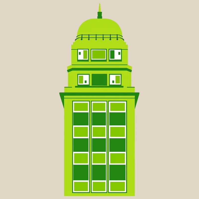 Retro Green Tower Clock