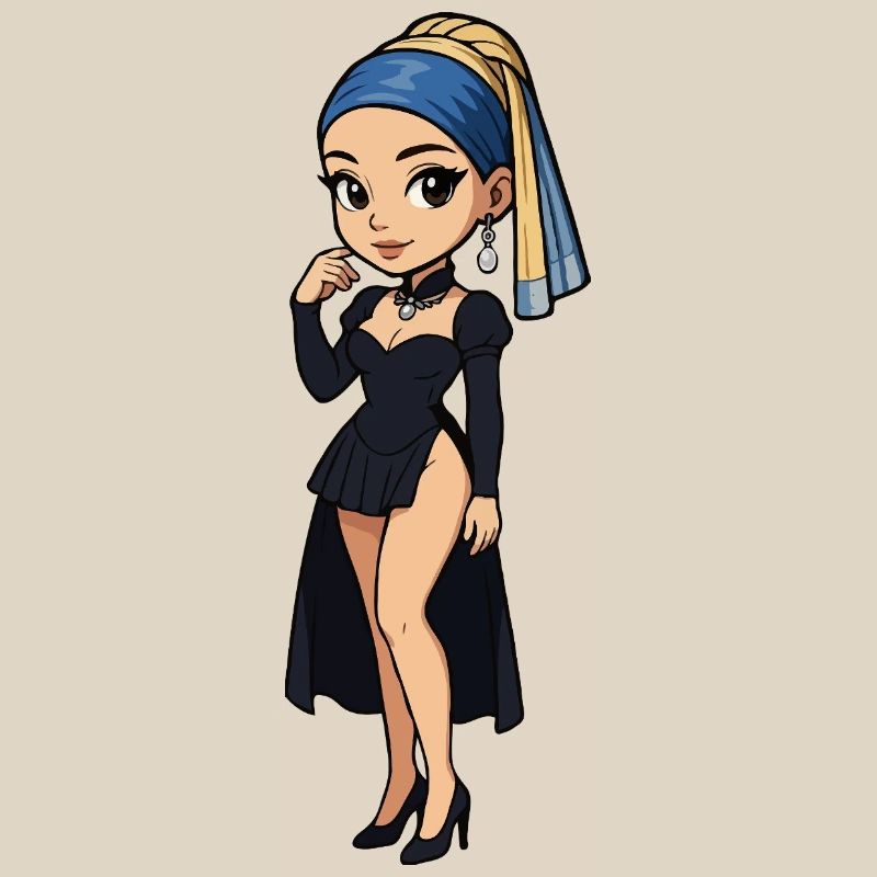 Mädchen mit Perlenohrring Chibi Super Deformed