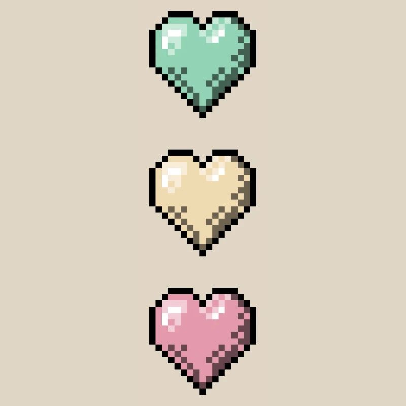 Retro Pixel Art Hearts Stack