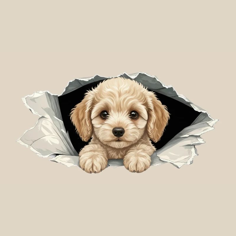 Niedlicher Cockapoo Goldendoodle Zerrissenes Papier