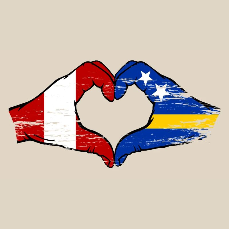 Mains du drapeau du Pérou de Curaçao en forme de cœur utilisées