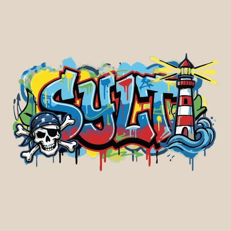 Sylt Graffiti with Lighthouse