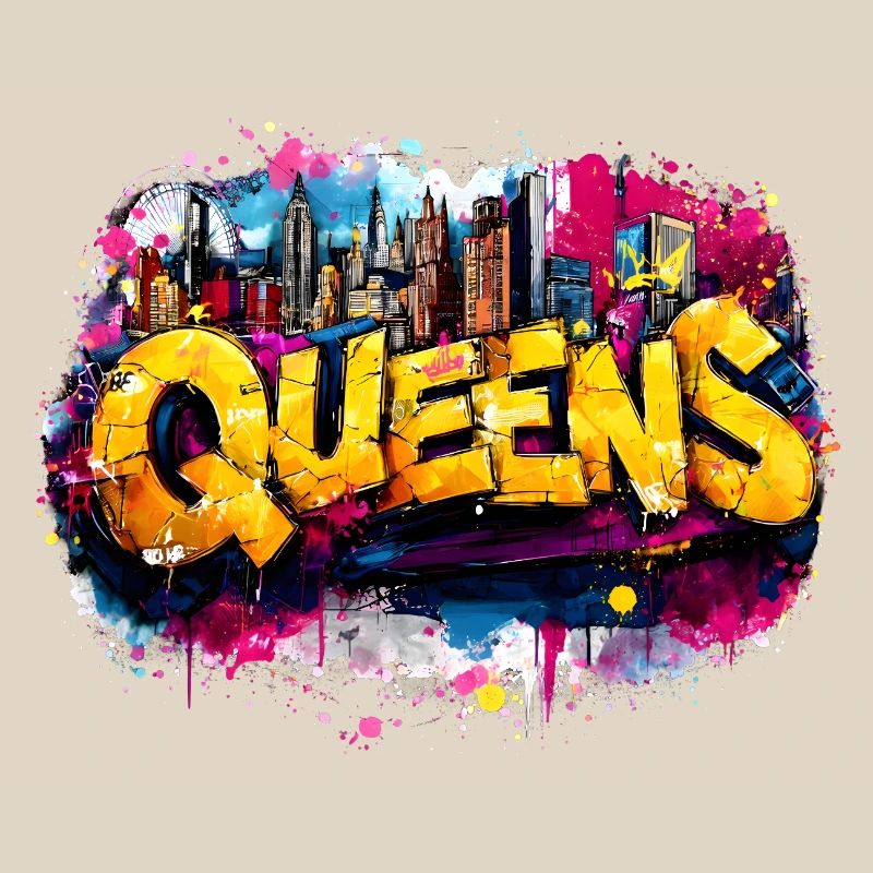 Queens Graffiti Skyline Farbexplosion