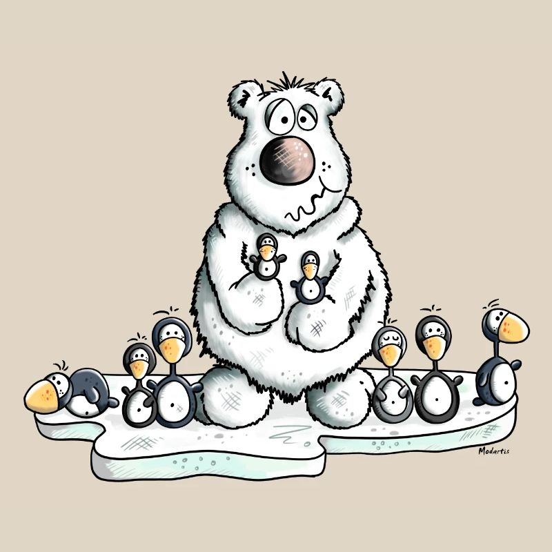 Polar Bear with Penguins