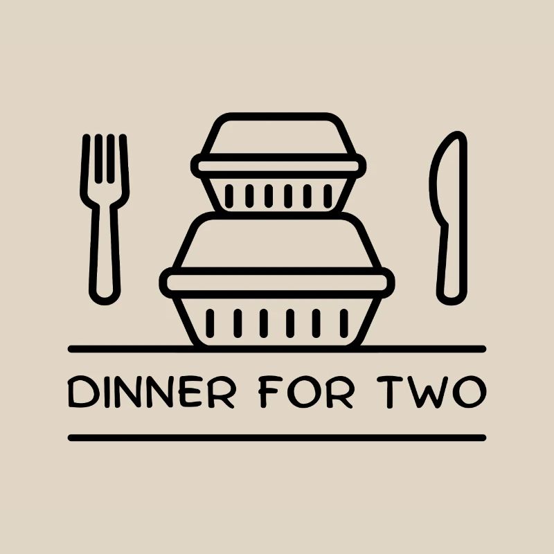 Dinner for two – takeaway boxes, fork, knife.