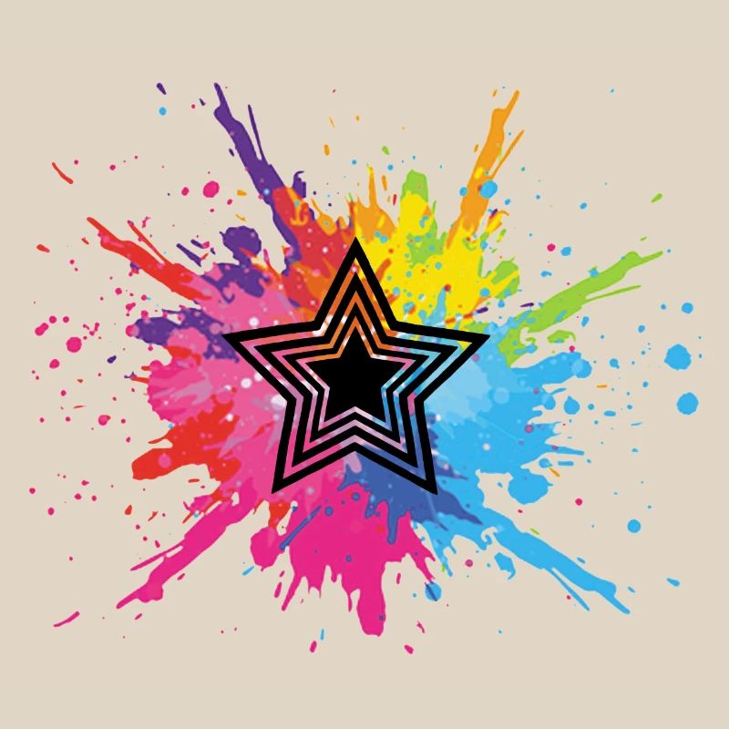 Black star and multicolored explosion