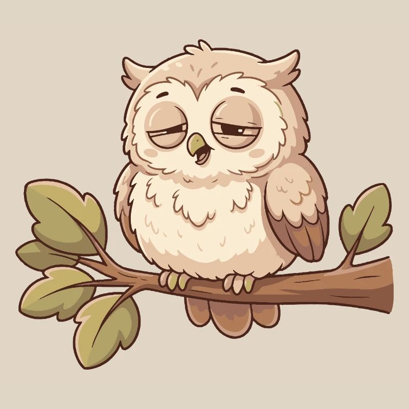 Sleeping owl on a branch