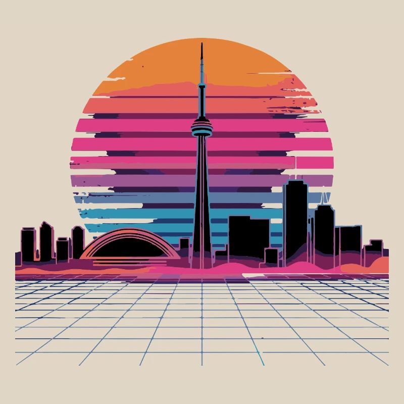 Neon Skyline Retro Sunset