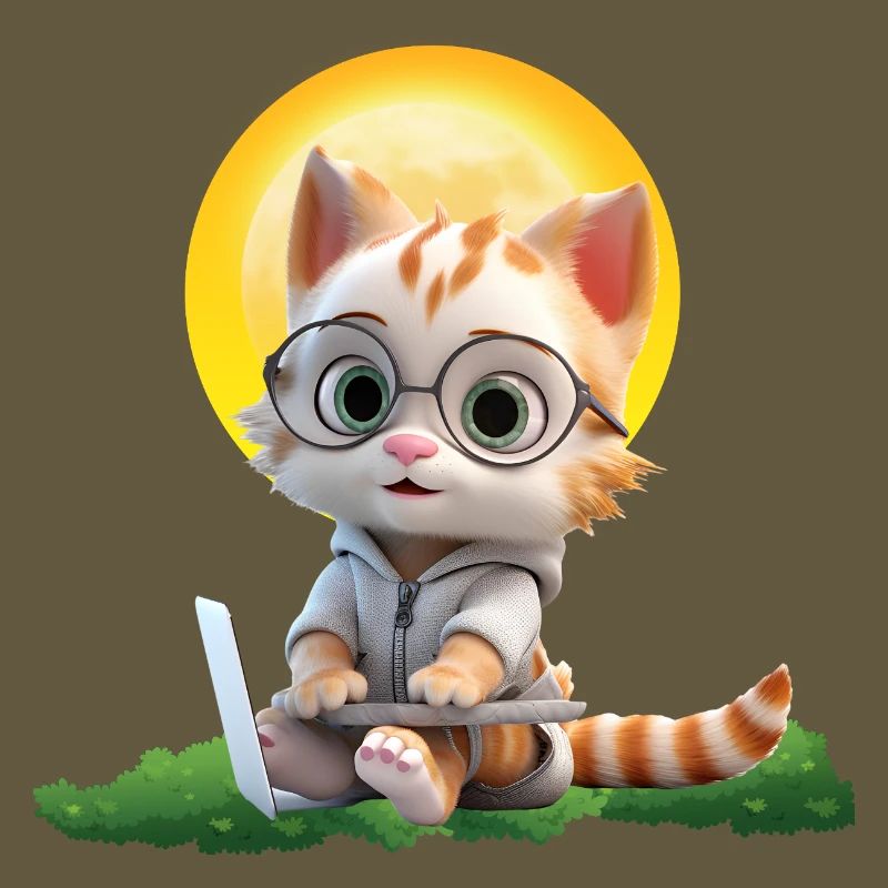 Smart Cat Sun Coder: Kätzchen Laptop Kunstdruck