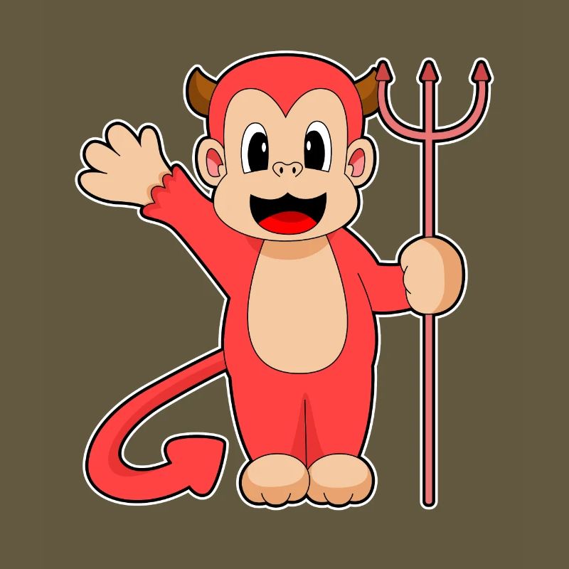 Monkey Halloween Devil Trident
