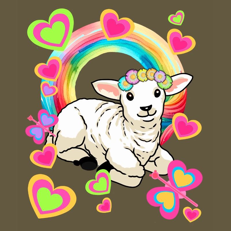Rainbow Sheep Sheep Easter Easter Lamb Child