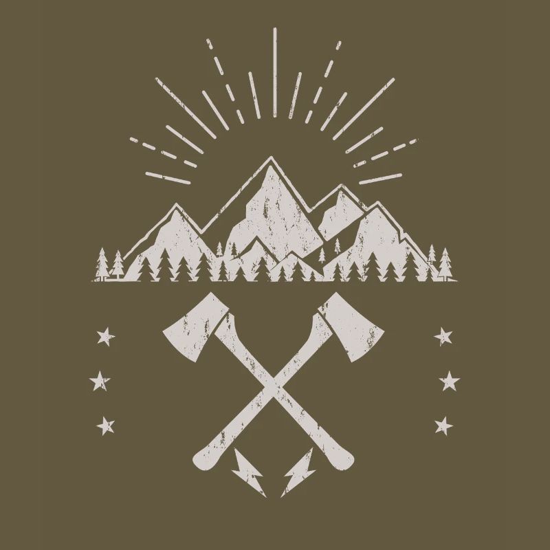 Robustes Berg-Sonnenaufgangsaxt-Emblem