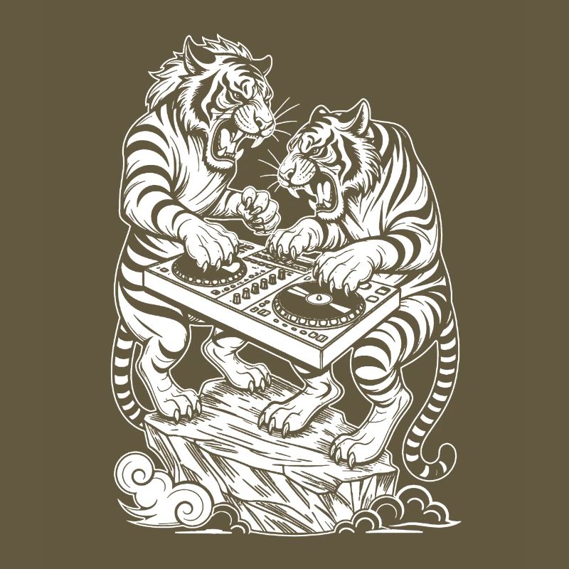 Maglietta Techno DJ: Raver Tiger in Electro Vibes