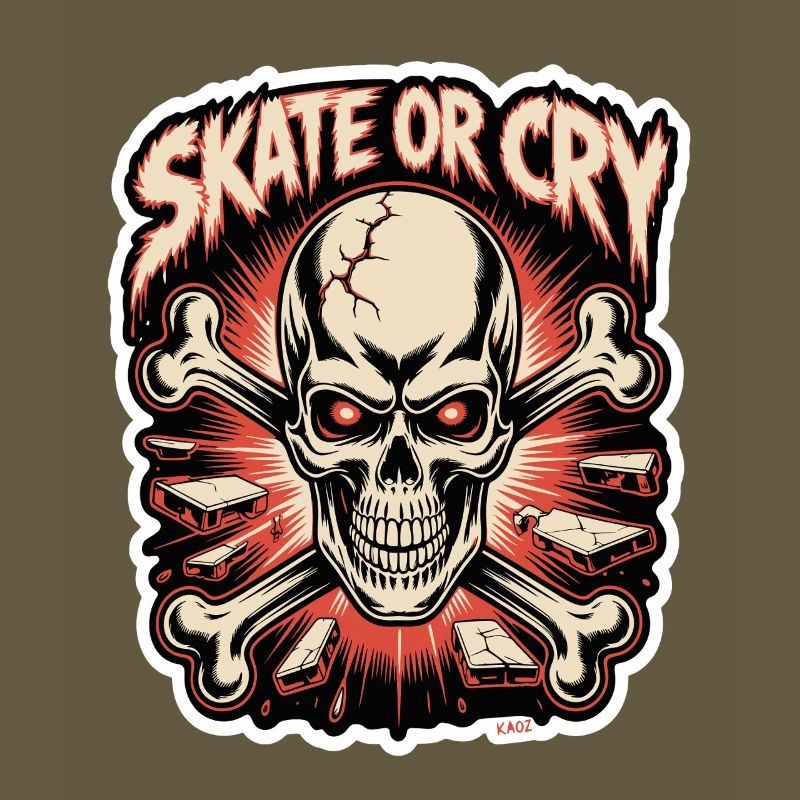 Skate- oder Cry-Skull-Tee-Design