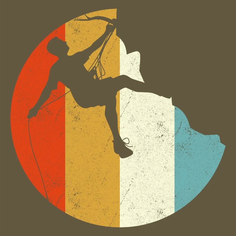 Climber Silhouette on Rainbow Gradient Globe