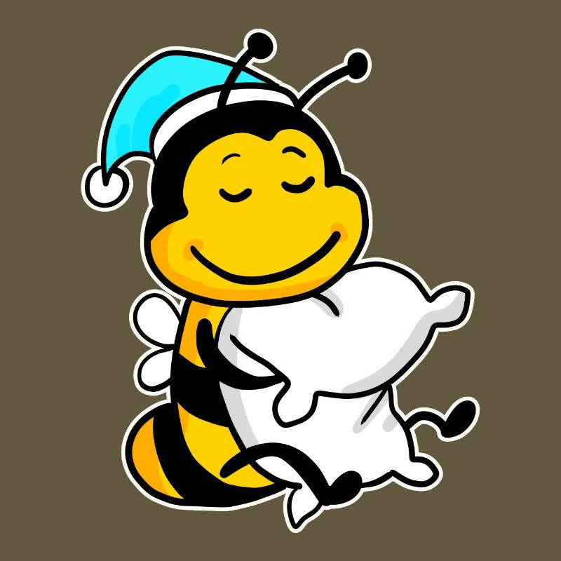 Bee with pillow and sleeping cap