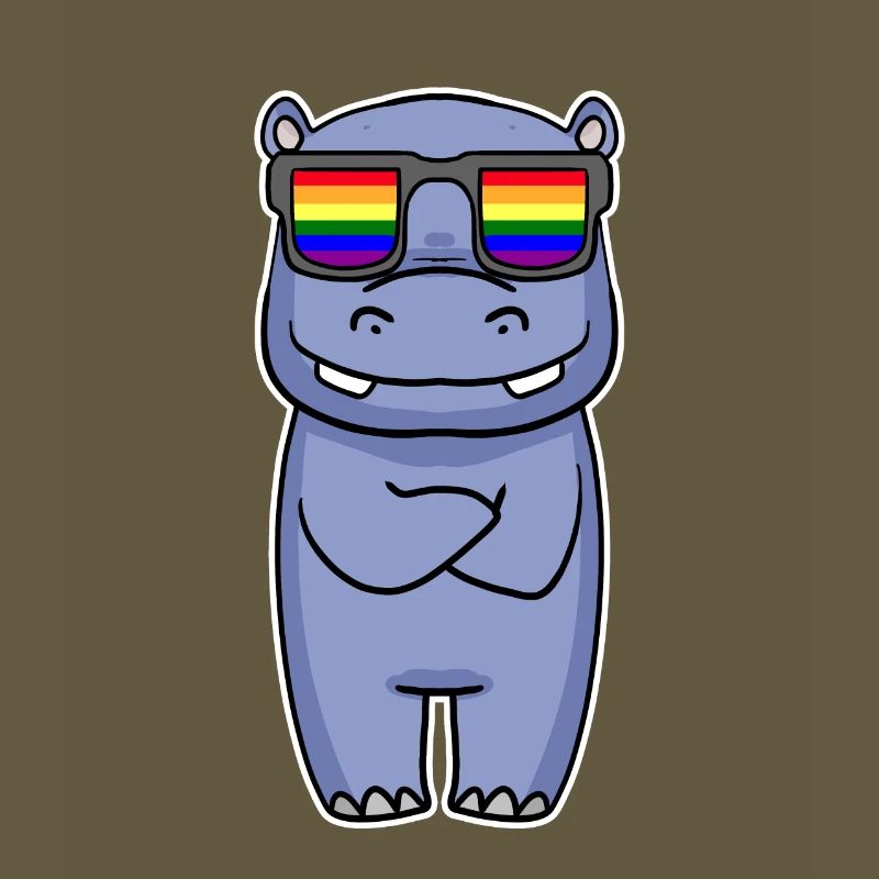 Regenbogen - Nilpferd mit Brille