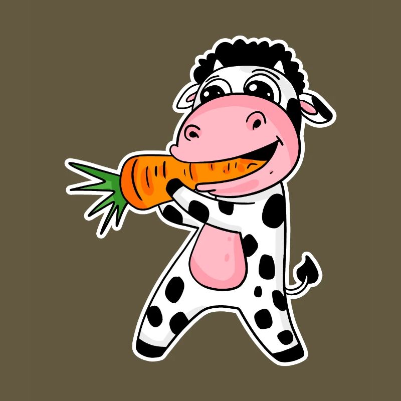 Cow eats carrot