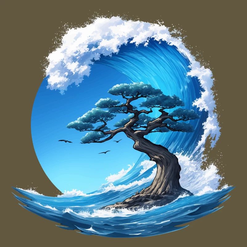 A tree under a wave