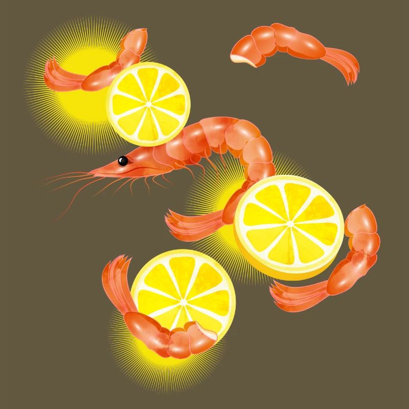 Garnelen oder Shrimps mit Zitronen Scheiben