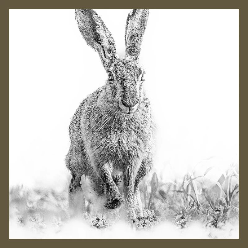 Hopping rabbit black white