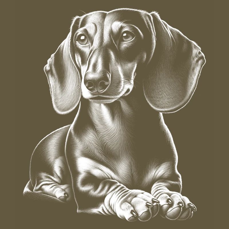 teckel mignon dans la pose couchée dans le style de dessin