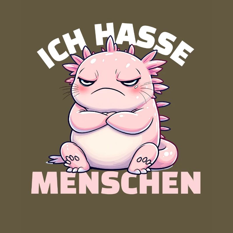 Grumpy pink axolotl for animal fans