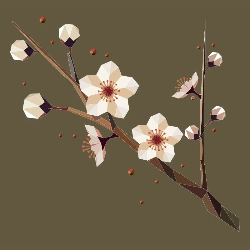 Branche de fleur de prunier – élégance délicate au printemps