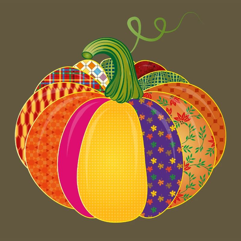 Patchwork Kürbis – Bunt gemusterte Herbstdeko