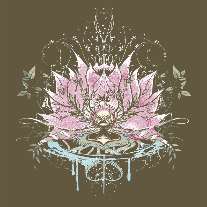 Fleur de lotus délicate avec des éléments d’eau et des graffitis