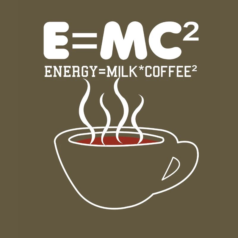 Illustration de la formule du café E = MC2