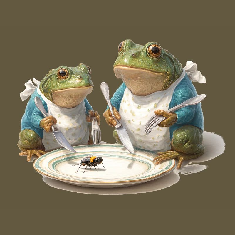 Frosch-Dinner: Fliege am Teller