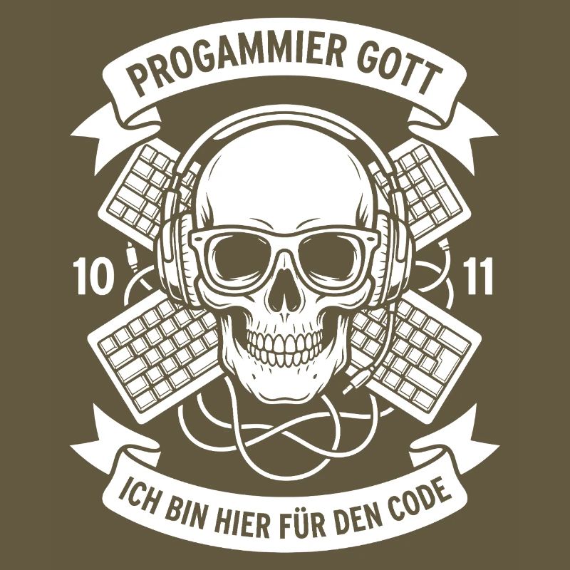 Code Schädel mit Kopfhörern