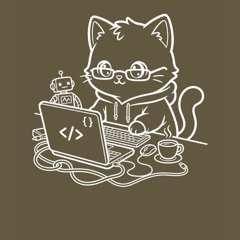 Coder Kawaii Cat Programmer