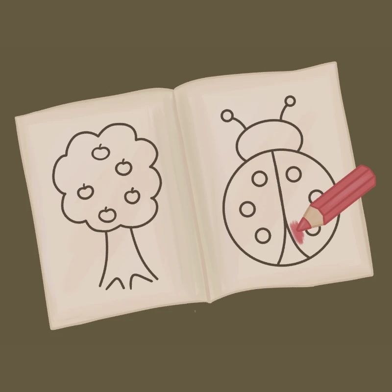 Tree and Ladybug Doodle Sketch