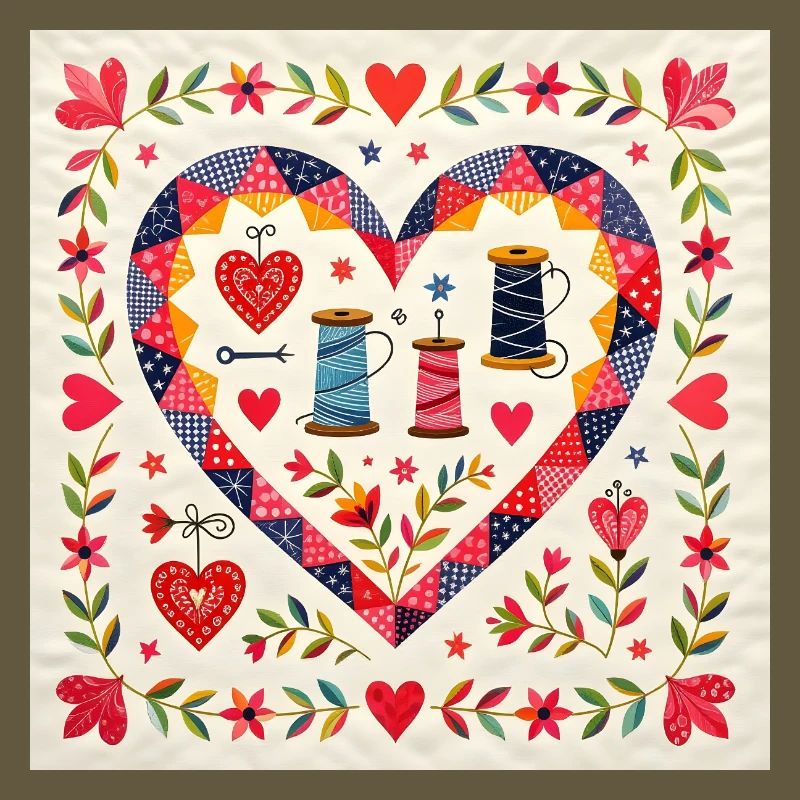 Patchwork Herz mit Garnen
