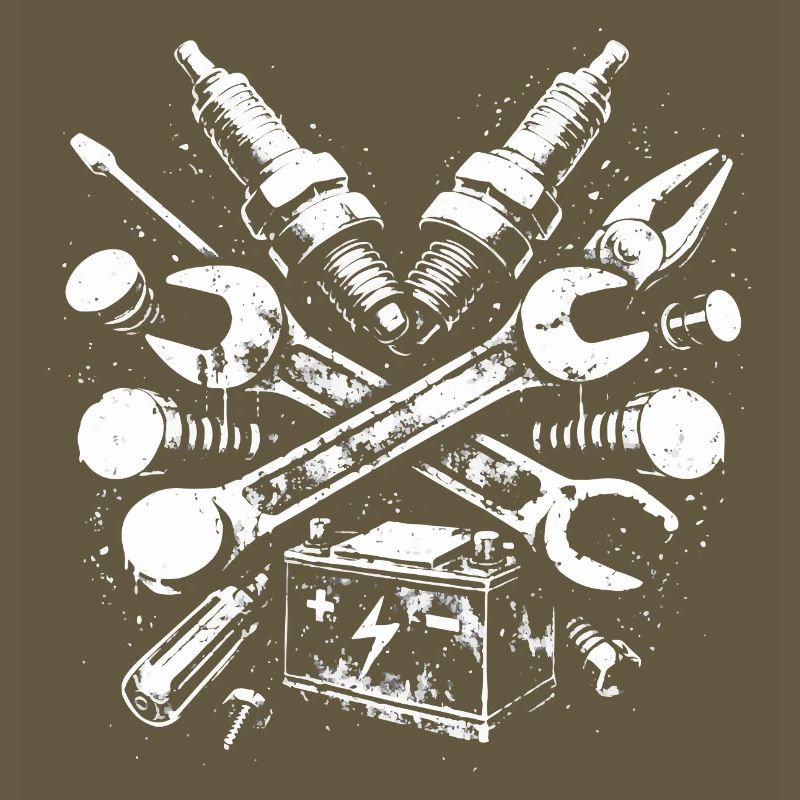 Mechanic Tool Grunge Spark Plug Battery