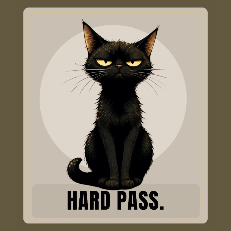 Hard Pass. – Sarcastic Black Cat Design
