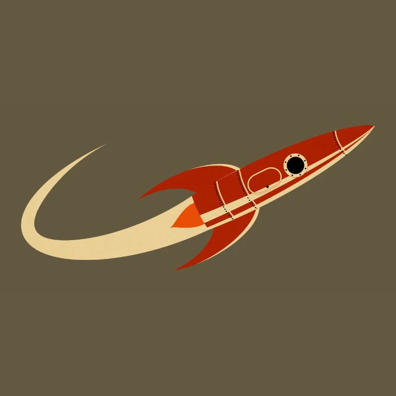 Fusée spatiale rouge