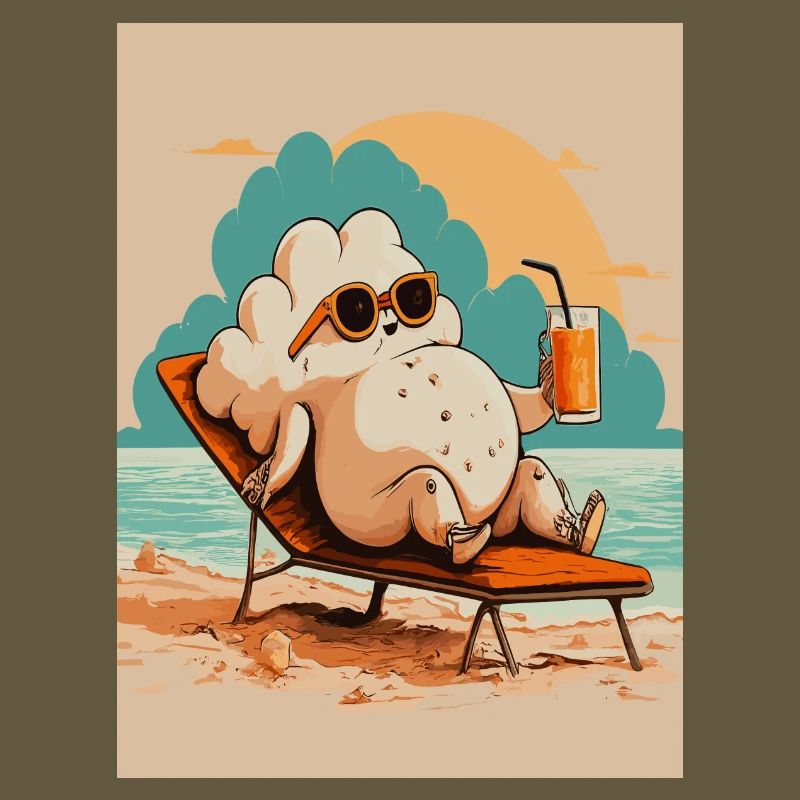 Conception de vacances relaxantes à la plage de pop-corn