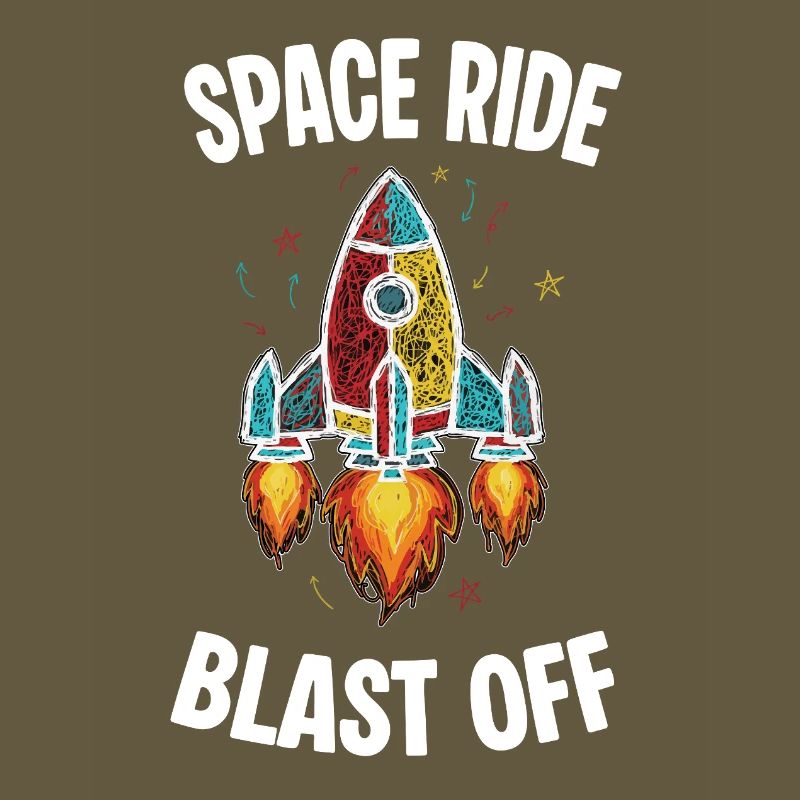 Space Rocket Retro Scribble Blast Off
