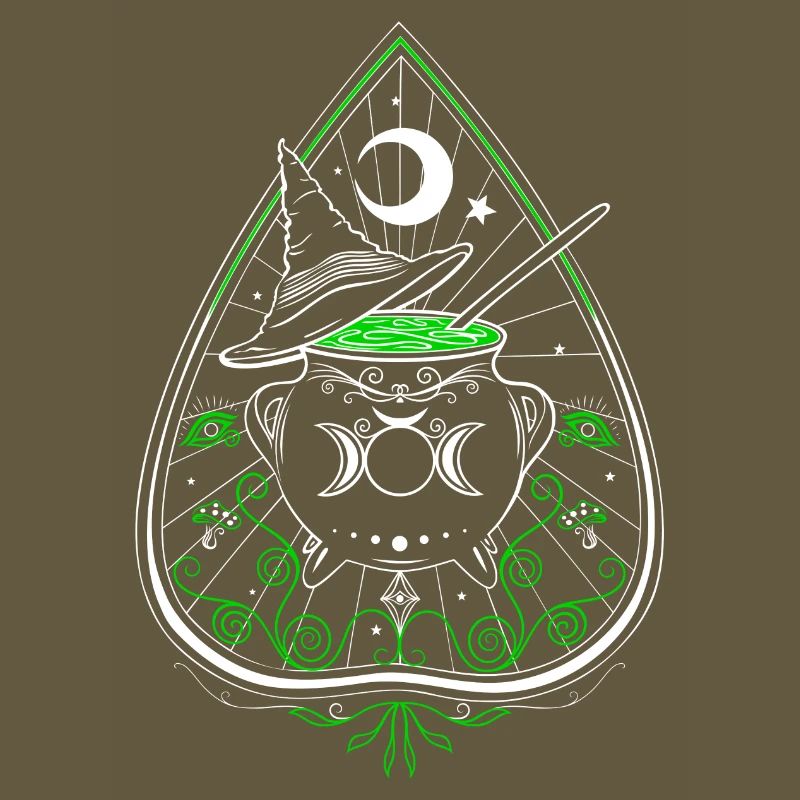 Green Witch Planchette Cauldron Witch Hat