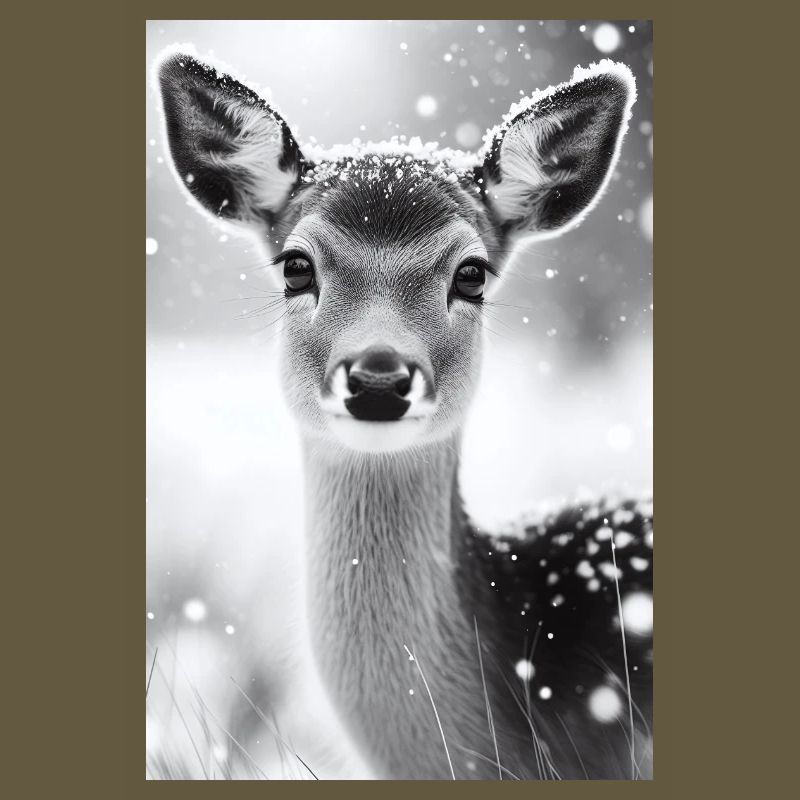Cerf tranquille dans la forêt enneigée
