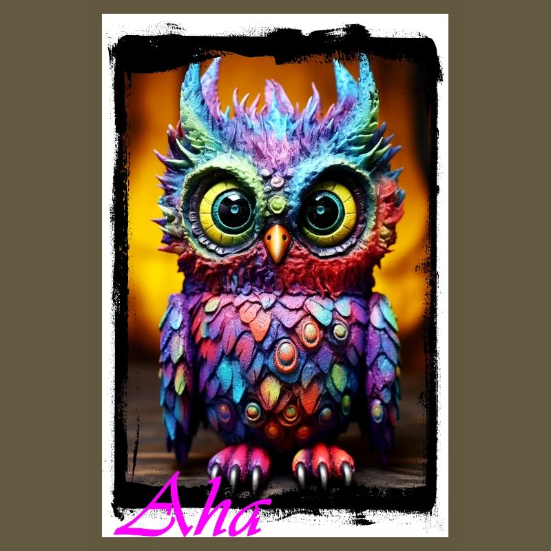 Bunte Eulenfigur mit Neonfarben Puppe Textil