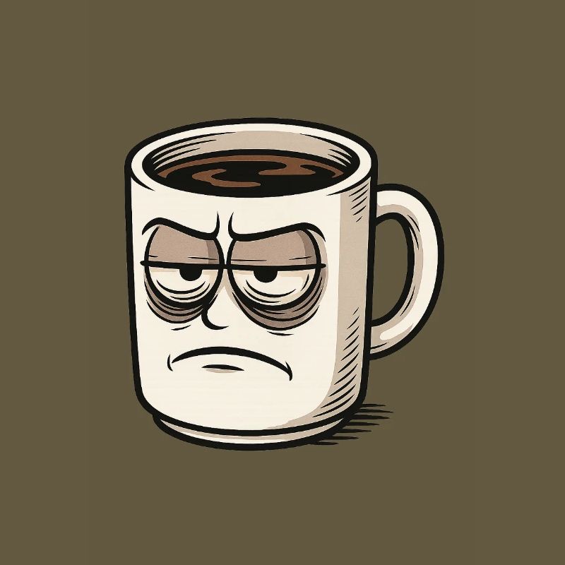 Coffee cup with grumpy face