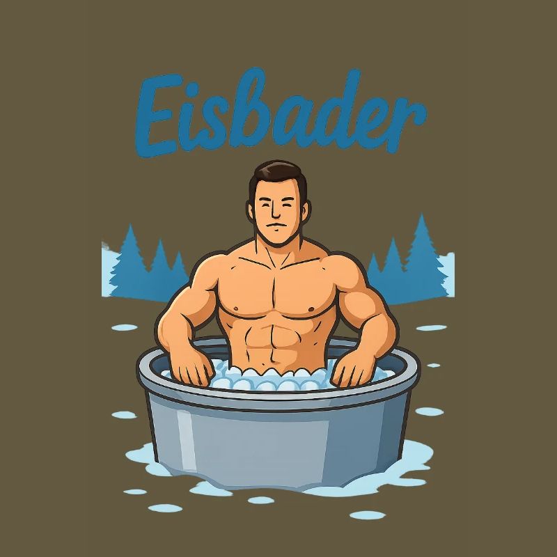 Eisbader Muskelmann im Eisbad