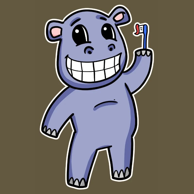 Hippo with toothbrush